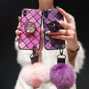 Bohemian Airbag Bracket Foxfur Ball iPhone Case