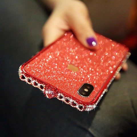 Image of Bling Heart-Shaped Crystal iPhone Case With Grade A Aluminum Frame