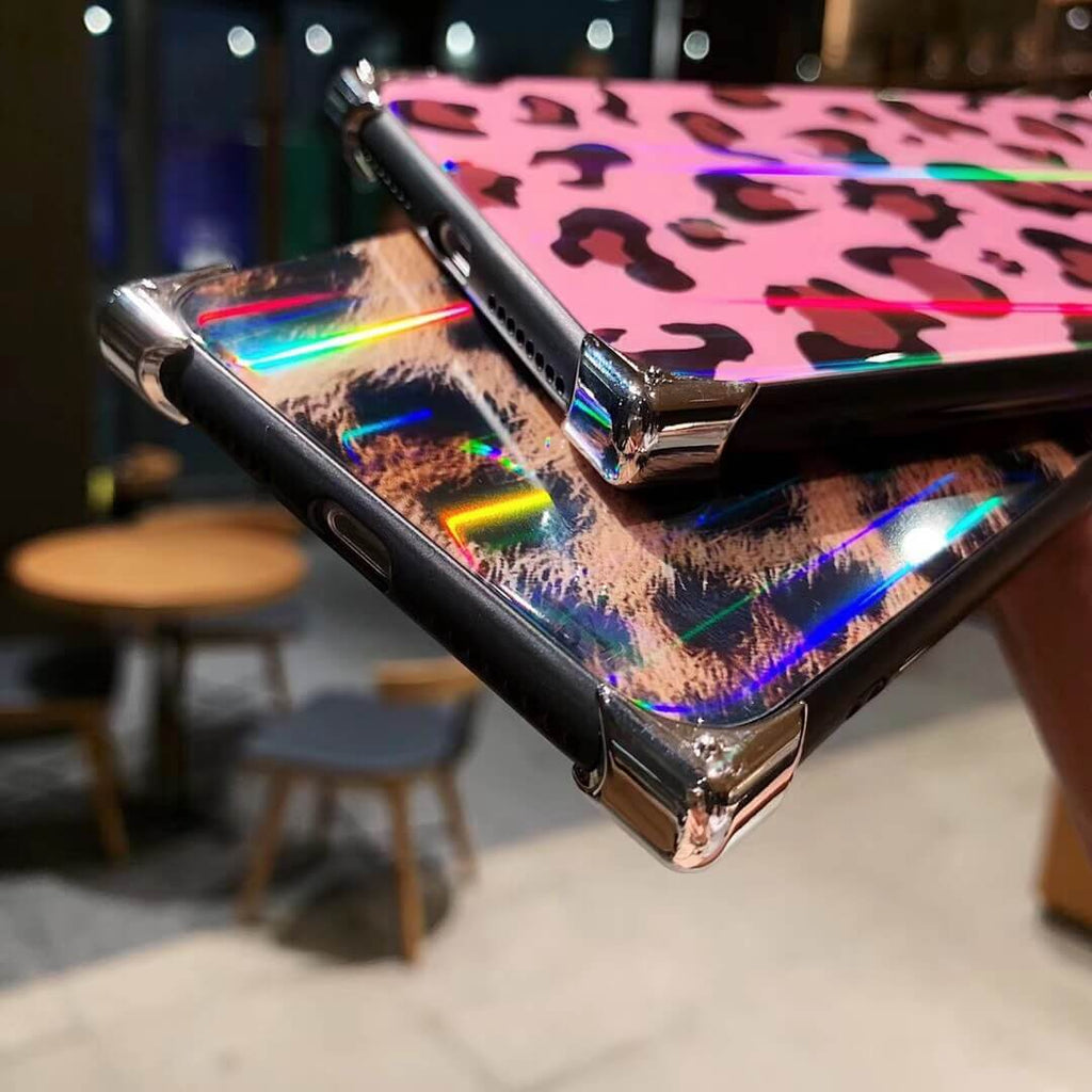 Retro Leopard Four Corner Aurora Phone Case For iPhone