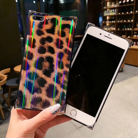 Image of Retro Leopard Four Corner Aurora Phone Case For iPhone