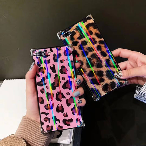 Image of Retro Leopard Four Corner Aurora Phone Case For iPhone