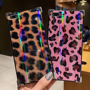 Retro Leopard Four Corner Aurora Phone Case For iPhone