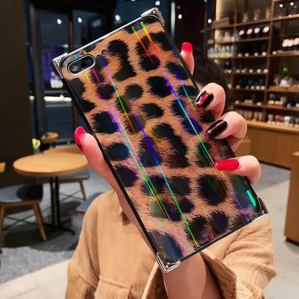 Retro Leopard Four Corner Aurora Phone Case For iPhone